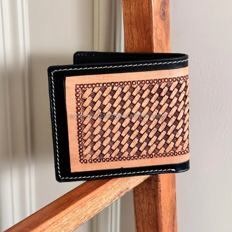 Leather Wallet Hand Carved Men Leather Tri Fold Wallet Personalized Hand Tooled Fancy Leather Purses New Stylish Unique wallet