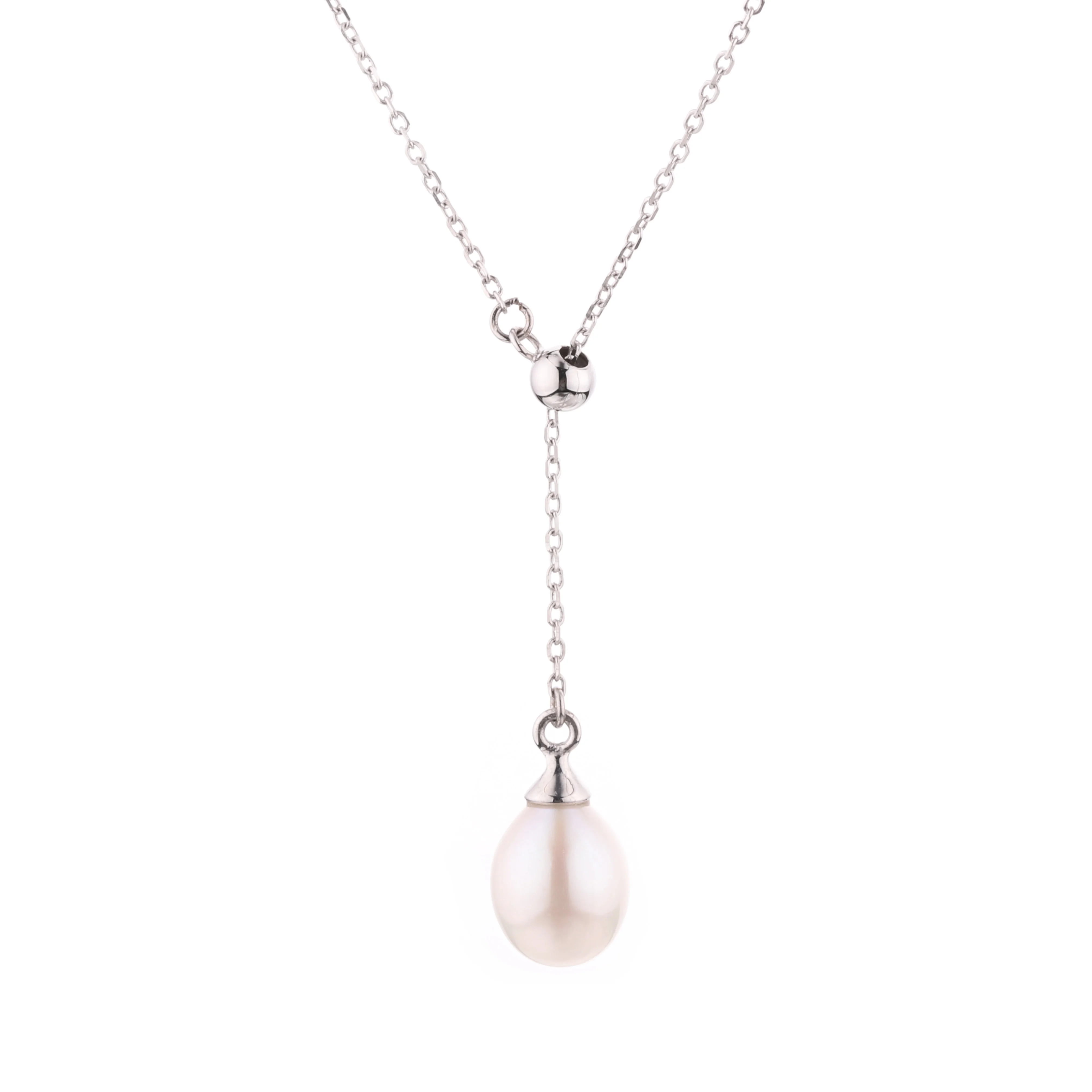 Bespoke Customization 925 Sterling Silver Jewelry sets cultured white pear freshwater pearl necklace earrings set Bridal Jewelry