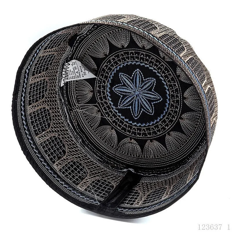 New Style Wholesale Egyptian Bangladesh Arabic Men Embroidery Muslim Prayer Hat Islamic Kufi Hat For Muslim Direct From Factory