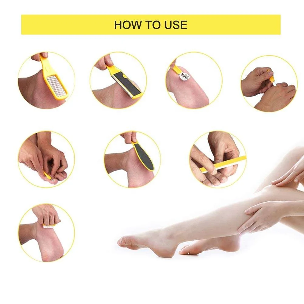 Original Factory Pedicure Kit 10 In 1 Blue Set Foot Files Fancy Pedicure Kits Finger Nail Acrylic Cutter Dead Skin Foot Scrub