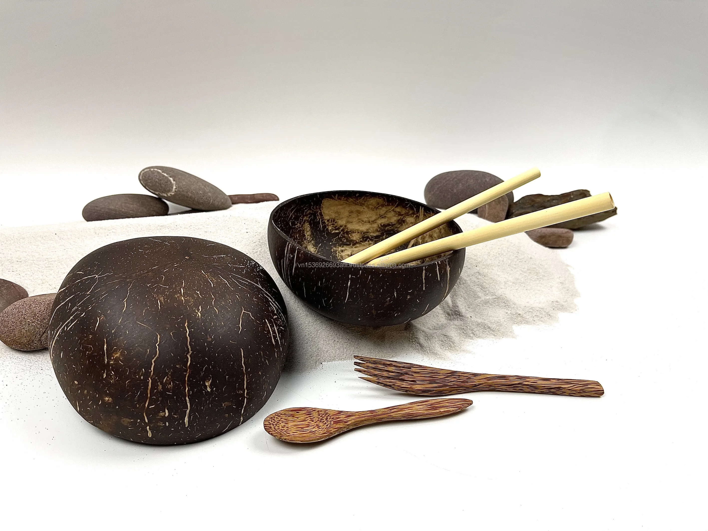 Лидер продаж на Alibaba набор посуды ручной работы из кокосовой чаши кокосовые