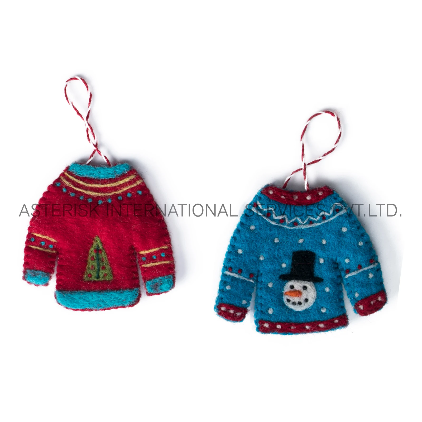 Colorful Wool Felt ugly Sweater Ornaments for Christmas Tree Decor Decorative Supplies for Living Room Office Kitchen Kids Room