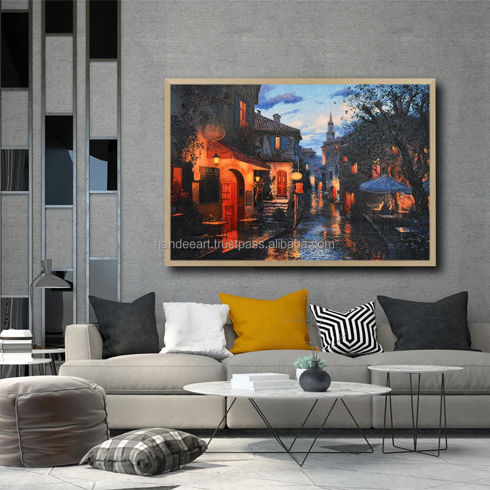 New Arrivals Wall Art Painting Lushpin Evening Street European Playg on Canvas Oil Painting Best Selling Home Decor Canvas Print