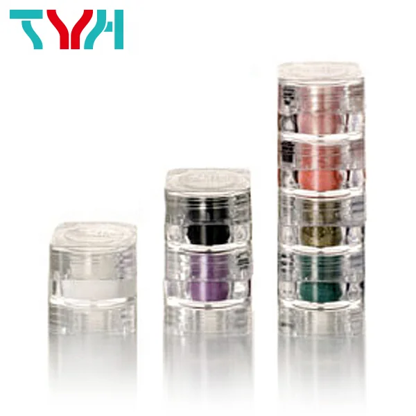 5ml PS Clear Transparent Square Cosmetics Makeup Colorful Stackable Jar Small Cosmetic Pot (BQ05-2)