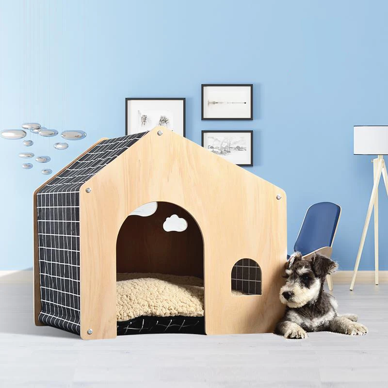 Shed Type Pet Tent Dog House Cat House Pastoral Design Birch Wood Cat House Dog Pad Pet Supplies
