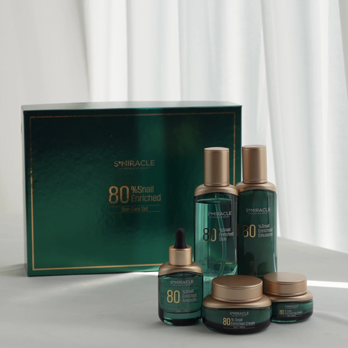 NEW Korean natural care cosmetics based on EWG green grade S+MIRACLE Snail 80% Enriched Skin Care Set
