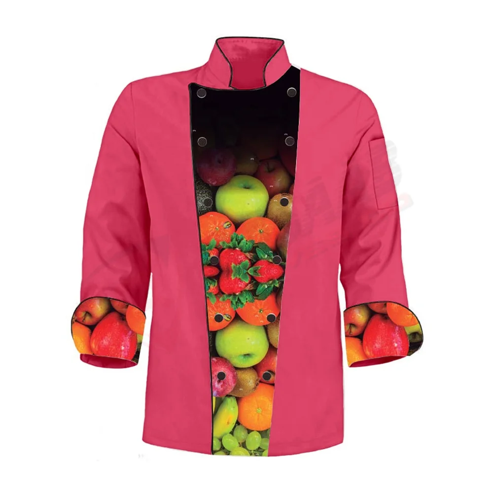 Фруктовые принты с длинными рукавами в стиле пэчворк-шеф-повара модная Униформа шеф-повара современный ресторан японском