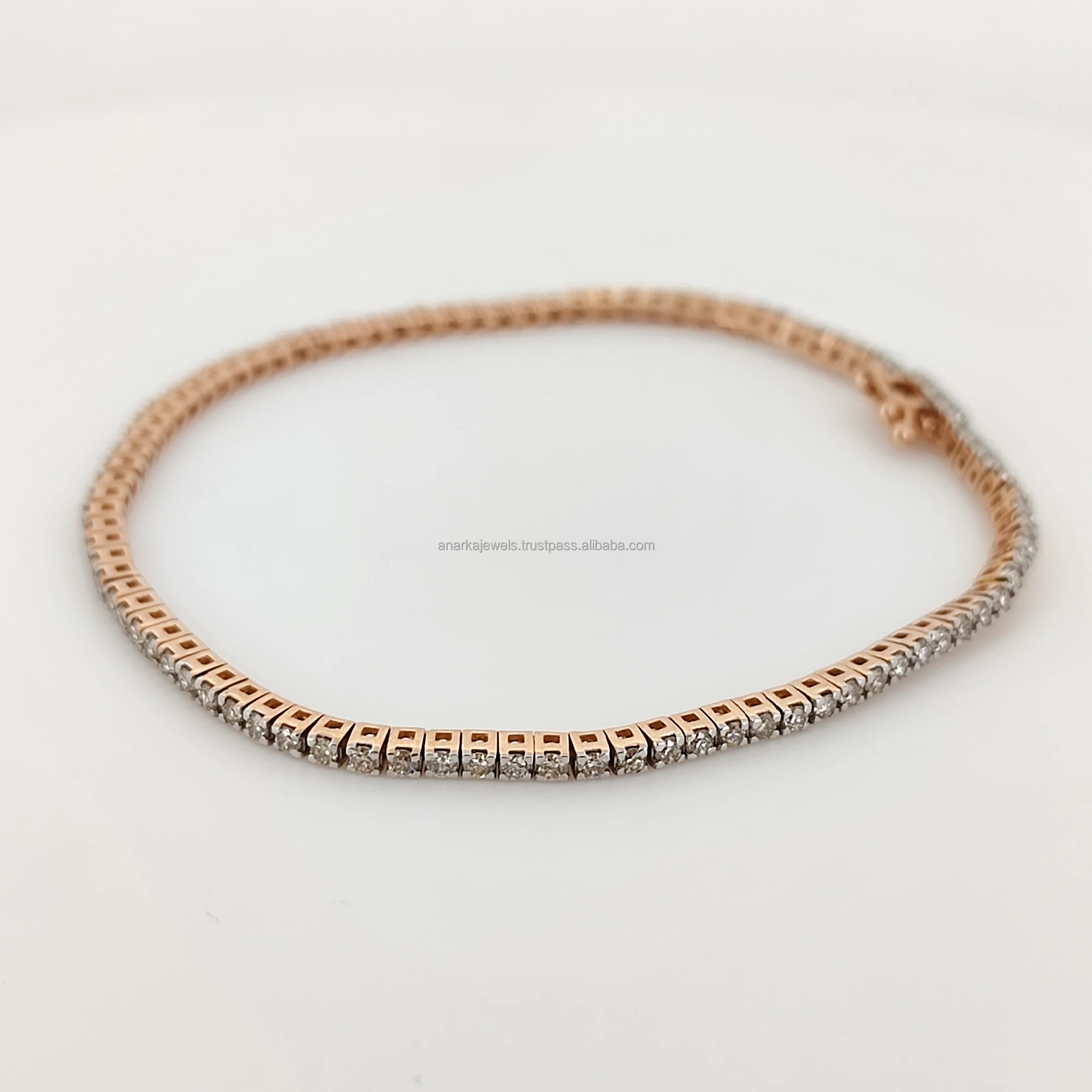 14K Rose Gold Fashion Diamond Tennis Bracelet Jewelry