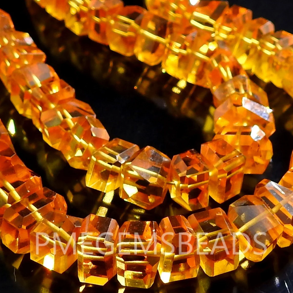 Citrine Yellow Quartz Faceted Tumble Nuggets Gemstone For Jewelry 8Inch 6-8MM Approx