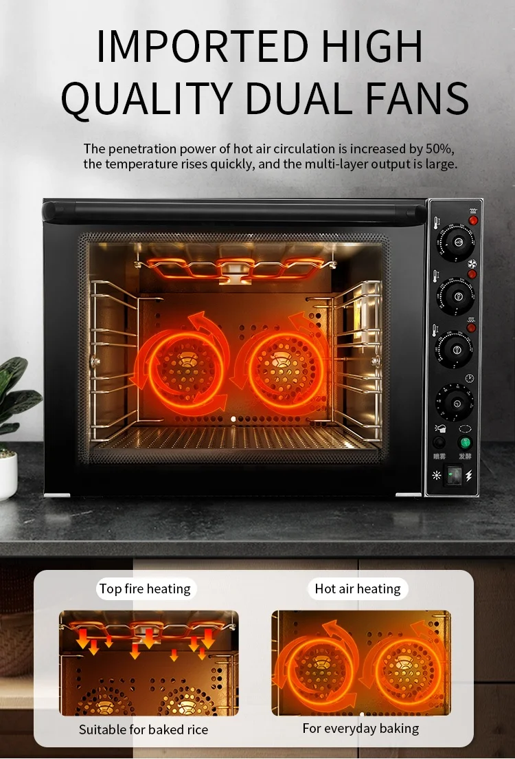 Stainless Steel Electric Convection Oven With Steam Commerical Hot Air Pizza Baking Oven