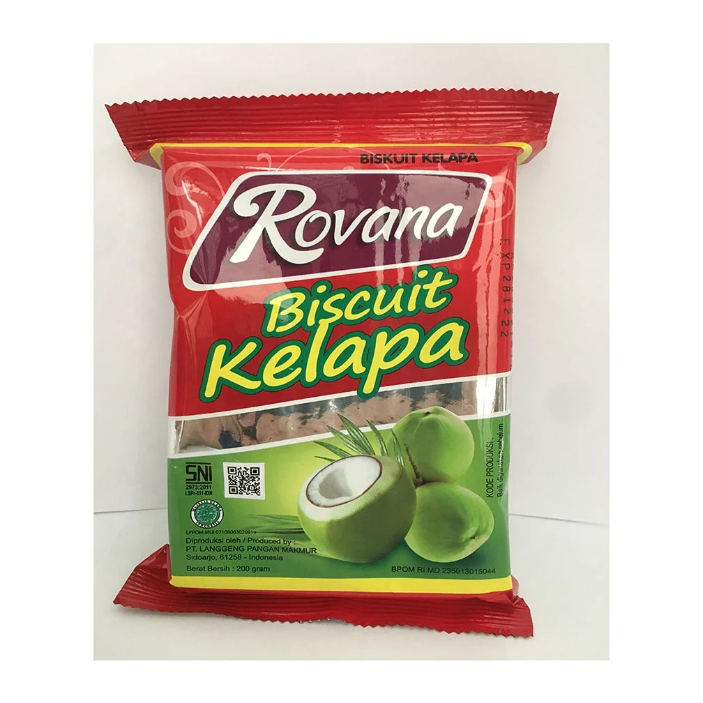 Hot Sell Coconut Biscuit Sweet taste manufacture Wafer Biscuits ( 200gr x 20 pcs ) Rovana - OEM