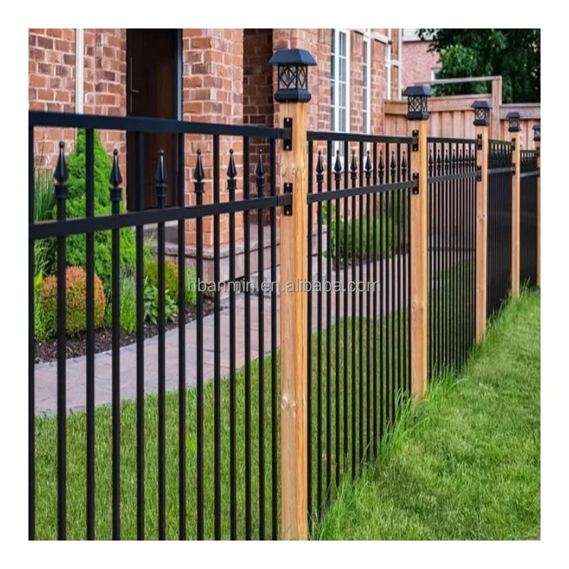 New Design Cheap Wrought Iron Fence Panel Steel Metal Picket Ornamental Fence