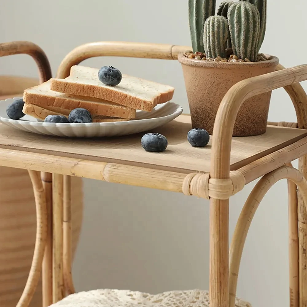 Оптовая продажа деревенский ротанга с 3-х уровневая деревянная полка постоянного ротанга книжная полка