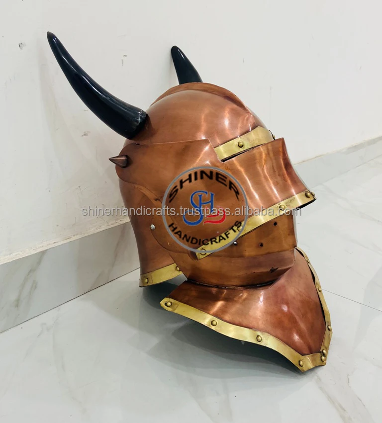 Средневековый Готический стиль немецкий Sallet шлем средневековый доспех рог с внутренней подкладкой медный Полированный Шлем