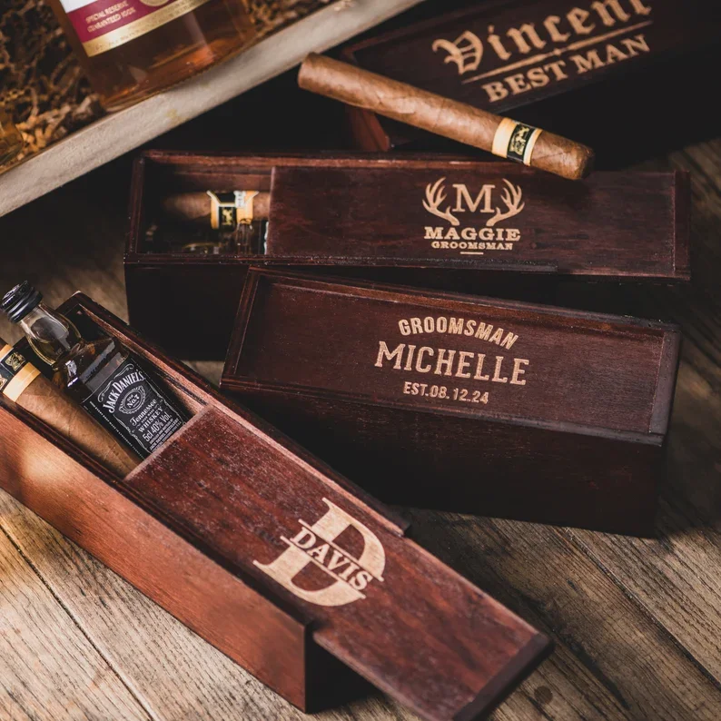 Изготовленный на заказ деревянный ящик для хранения винного ликера одна бутылка вина Подарочная упаковка набор виски коробка с веревочной ручкой