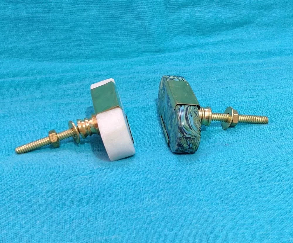 Wholesale New Australian Standard Luxury Stone Drawer Knobs  Brass Finished Cabinet Pulls in Customized Size Furniture Handles