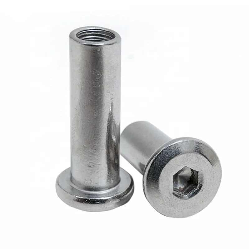 M6 M8 M10 1/4-20 Nickel Furniture Flat Head Hex Socket Sleeve Nut