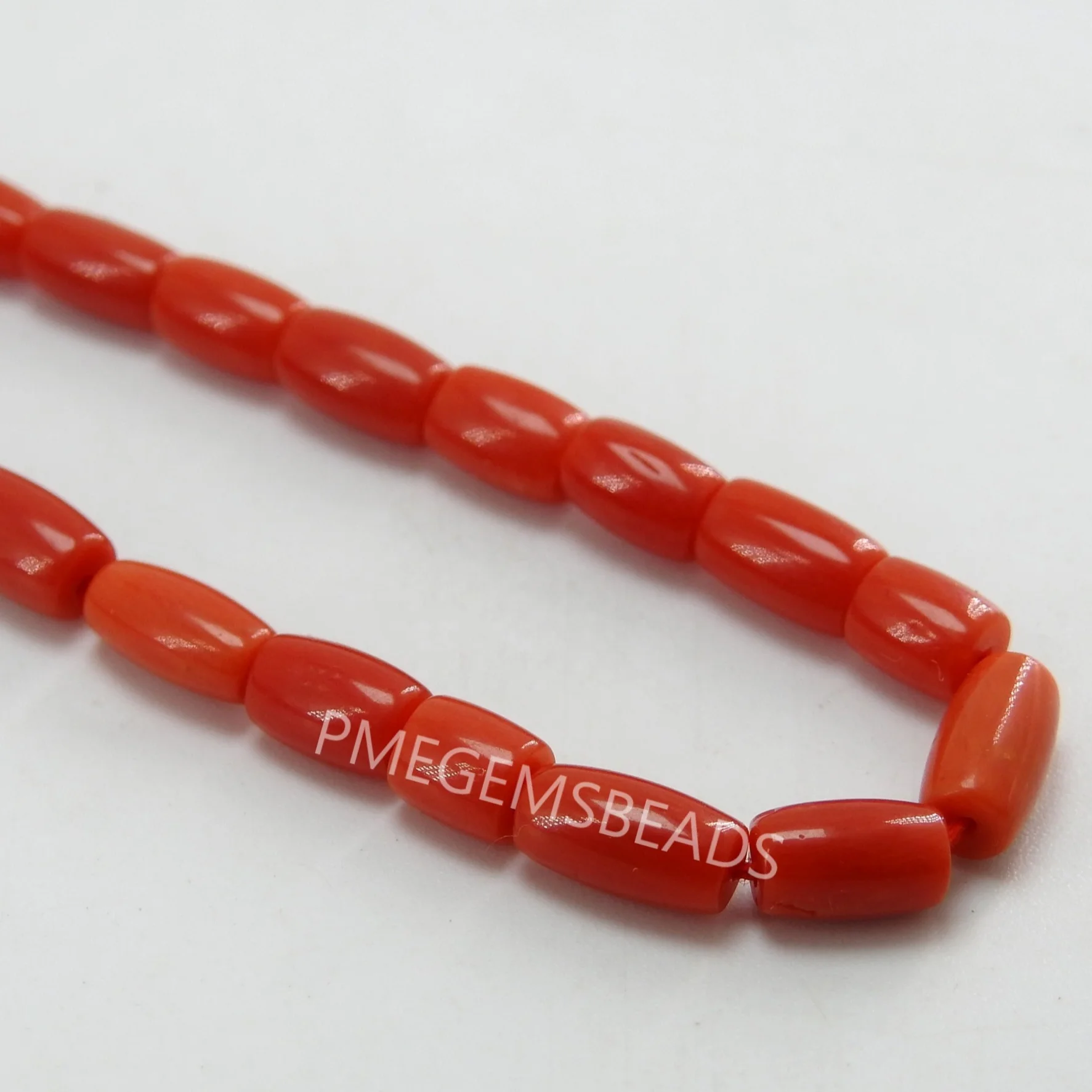Red Coral Smooth Barrel Bead Drum Cylinder Tube Wholesale Price Natural Loose Stone Necklace Handmade