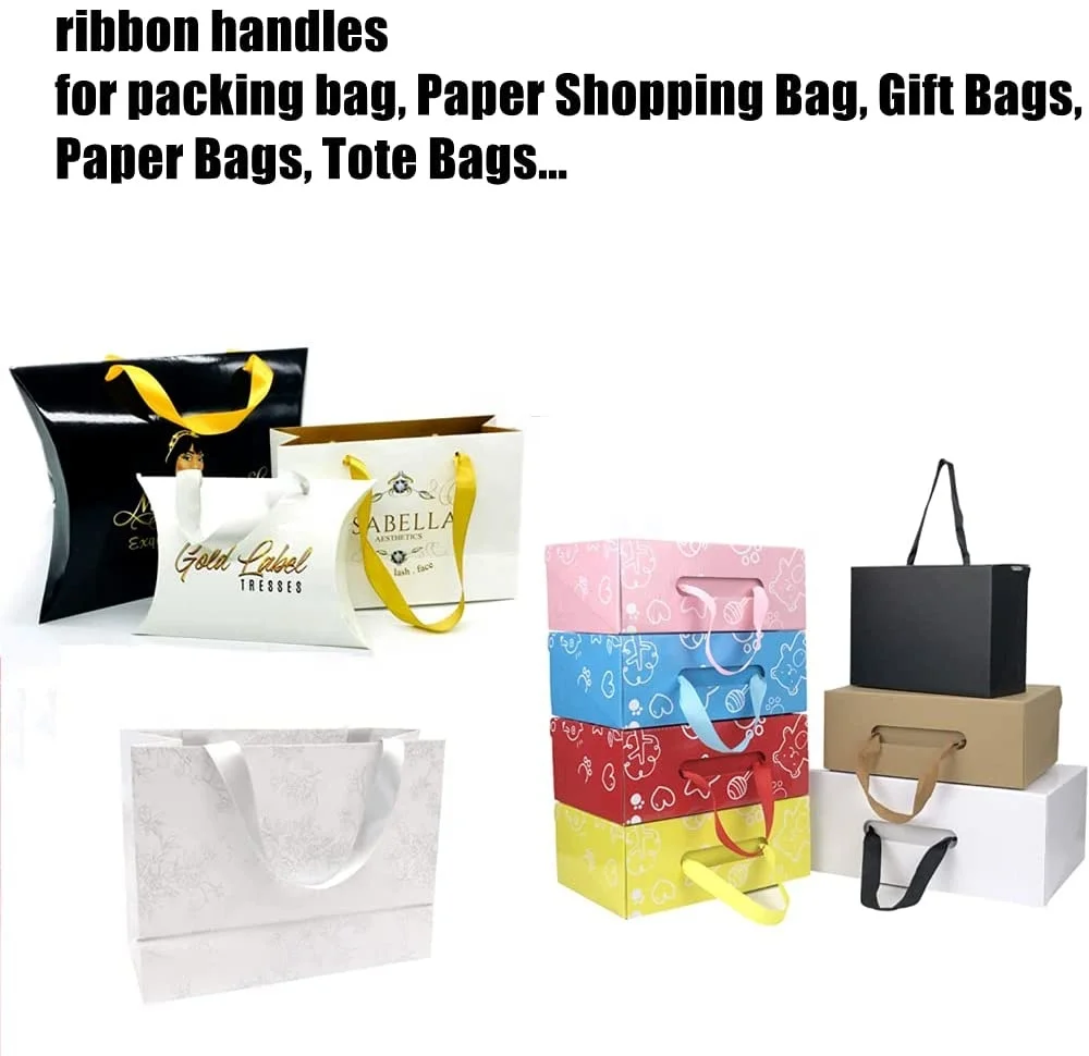 
Manufacturer DIY Portable Webbing Packaging Fabric Grosgrain Satin Hand Rope Ribbon handles for Paper Gift Shopping packing bag 