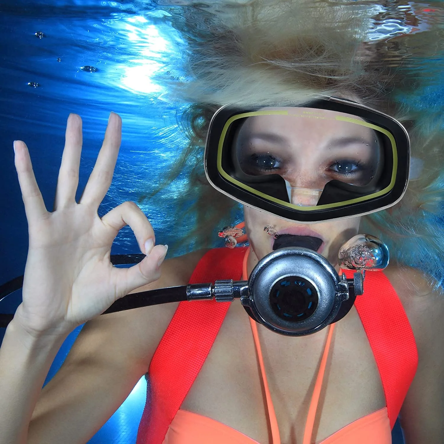 KMAX Tempered Glass Silicone Skirt Single Lens Dive Mask
