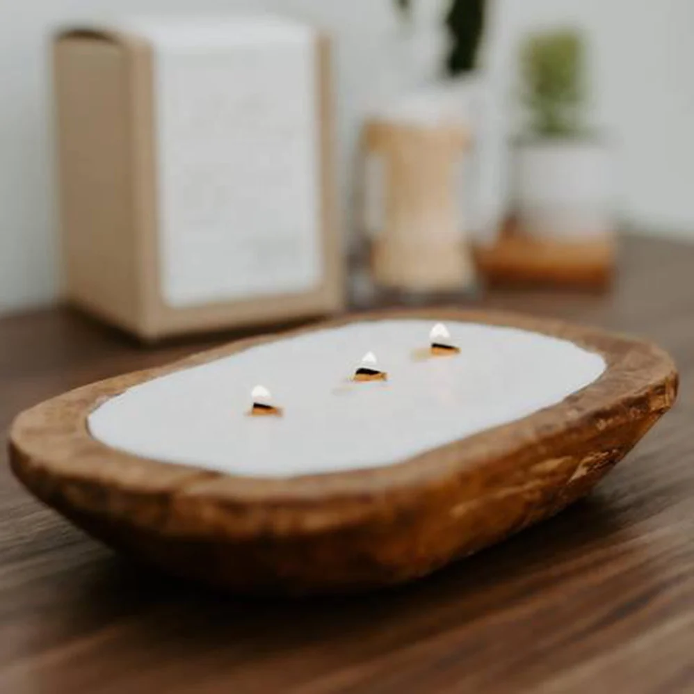 Роскошные романтические деревянные миски для свечей с ароматом корицы ручная работа во Вьетнаме