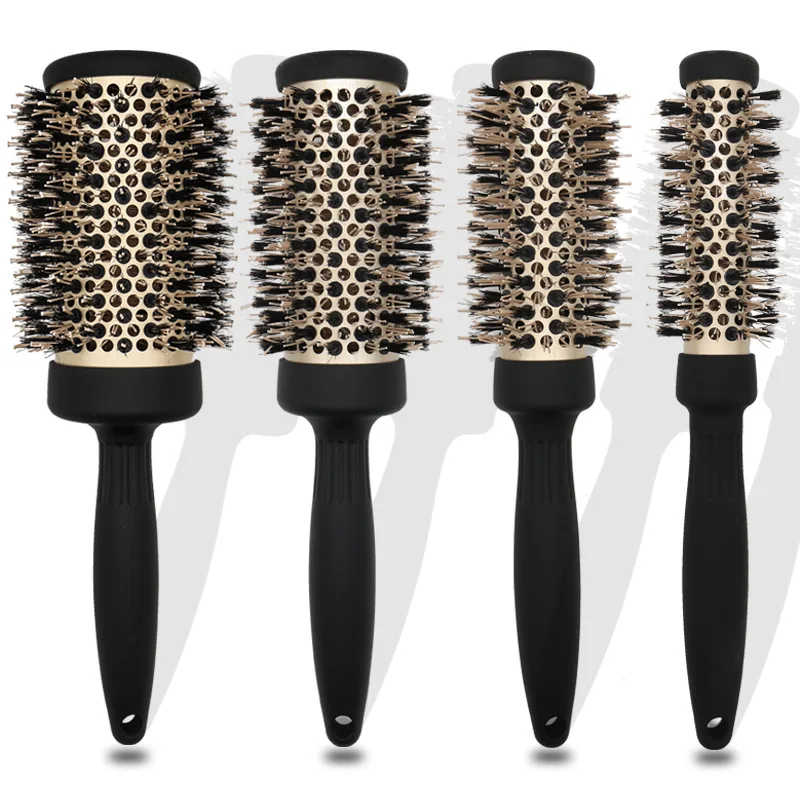 Гребень в алюминиевой трубке с светло-золотистой женской трубкой расческа для волос круглая