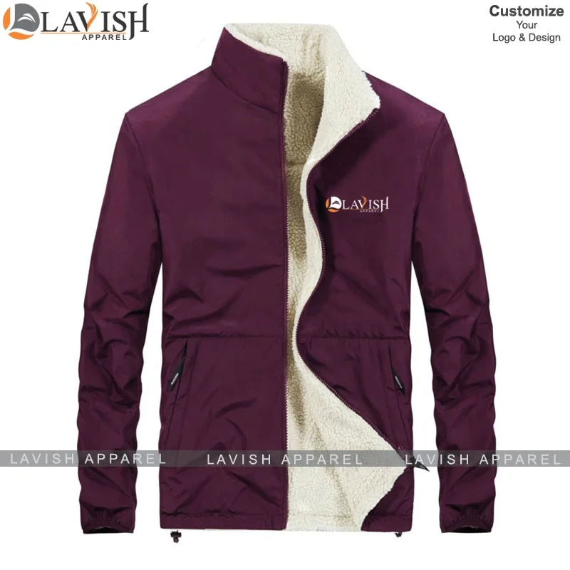Custom Made Cheap High Quality Casual Bomber Plain Jacket with Inner Fur Lining Full Sleeve Stand Collar Soft Shell Jacket