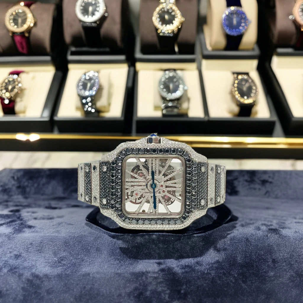 Wholesale Quartz Icedout Diamond Watches for Men square dial Stainless Steel Band Buckle Clasp Hip Hop Style Fashion Jewelry