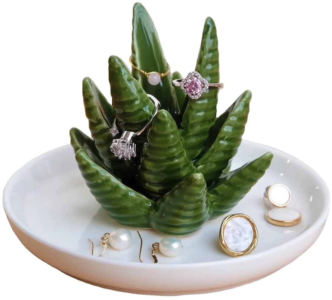 OEM wholesale custom jewelry tray for women and girls home decoration storage ceramic ring tray