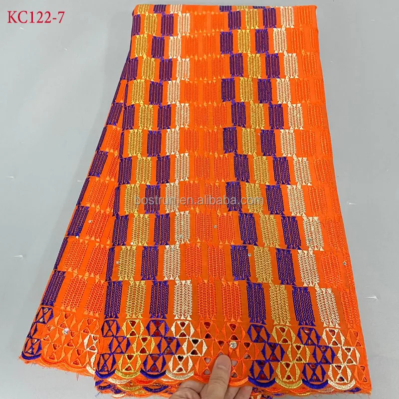 KC122 wholesale 2024 lafaya fabric with crystal stoneswiss voile lace african dresses nigerian lace sewing material