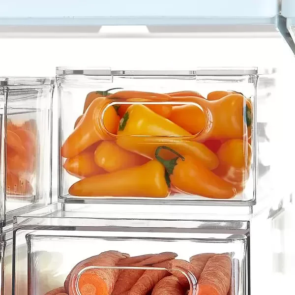 Small Transparent Modern Design Deep Storage Organizer Container Bin Household Food Organization Clear Plastic Fridge Stackable