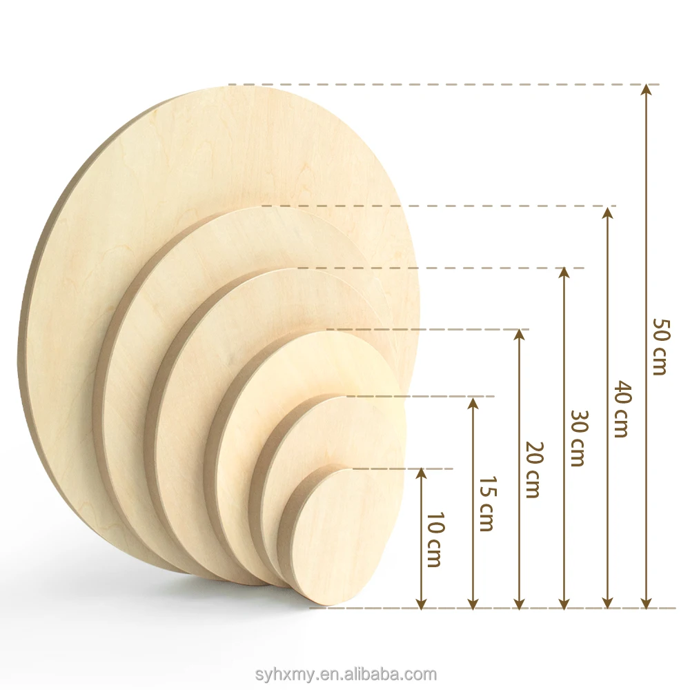 6 Pieces Round Wooden Painting Panel Kit Deep 1.8CM Unfinished Canvas Board Blank for Painting Crafts Pouring Acrylic