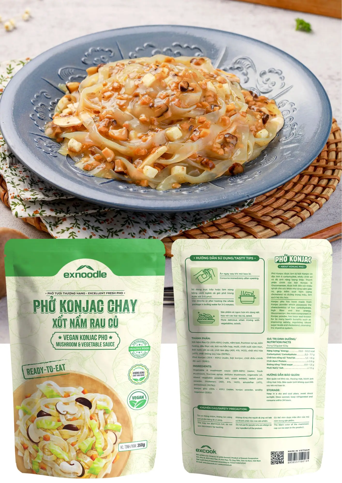 High Quality Instant Food Konjac Pho Mixed Mushroom & Vegetable Sauce Ready-to-Eat Fried with 2% Fat Content in Bag/Box