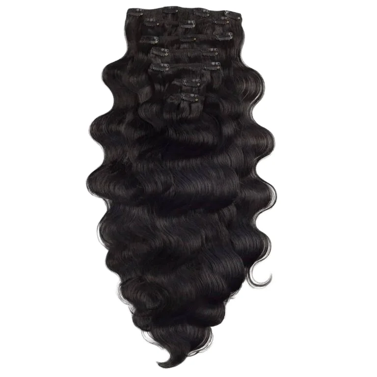 Best Quality Body Wavy Clip in Hair Virgin Hair From 100% Vietnamese Human Hair Extension No Genius Weft Natural Color