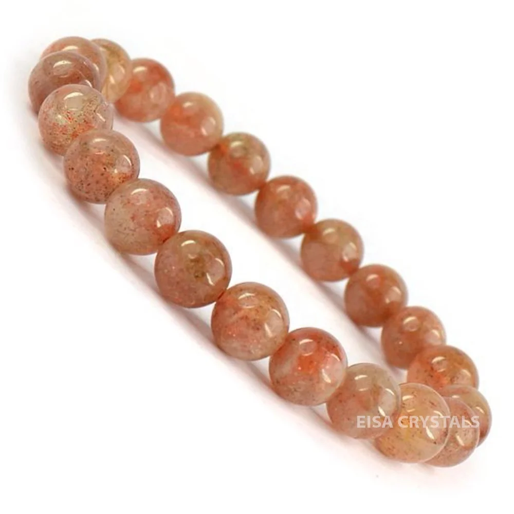 Wholesale Healing Bracelet Sunstone Crystal Agate Gemstones Enhances Energy Leadership Vitality Power Confidence Fulfillment
