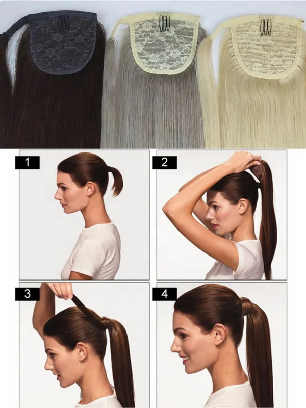 
Top Quality 100% Vietnam human hair from Bamboo hair style pony tail black and dank brow 