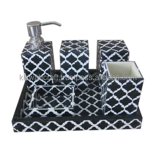 Luxury Bone Inlay Bathroom Set from KISWAH CRAFT Best Design Wood Soap Holder New Color Home Decor Accessories