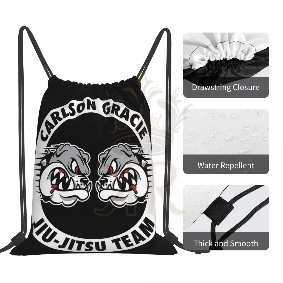 Carlson Gracie Jiu-Jitsu Team Backpacks Drawstring Bags Drawstring Bundle Pocket Sports Bag BookBag For Man Woman School
