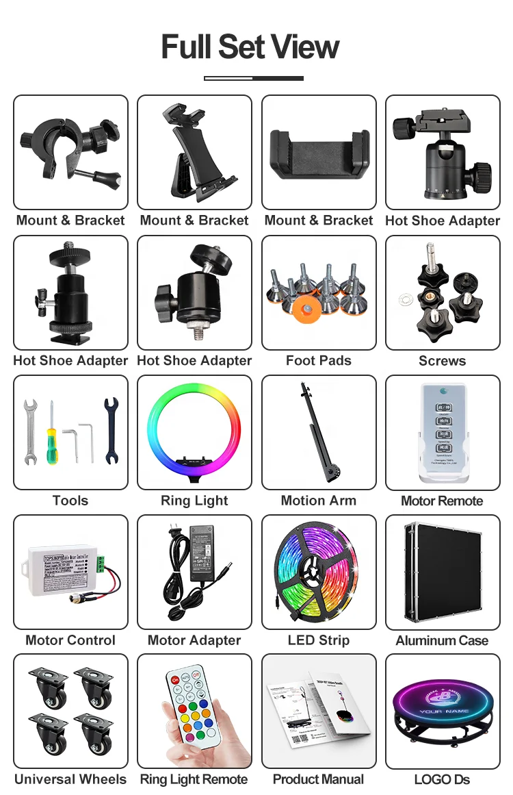 360 Degree Full Body Camera Booth Video Spinning Rig Camera Rotating Platform 200kg Payload