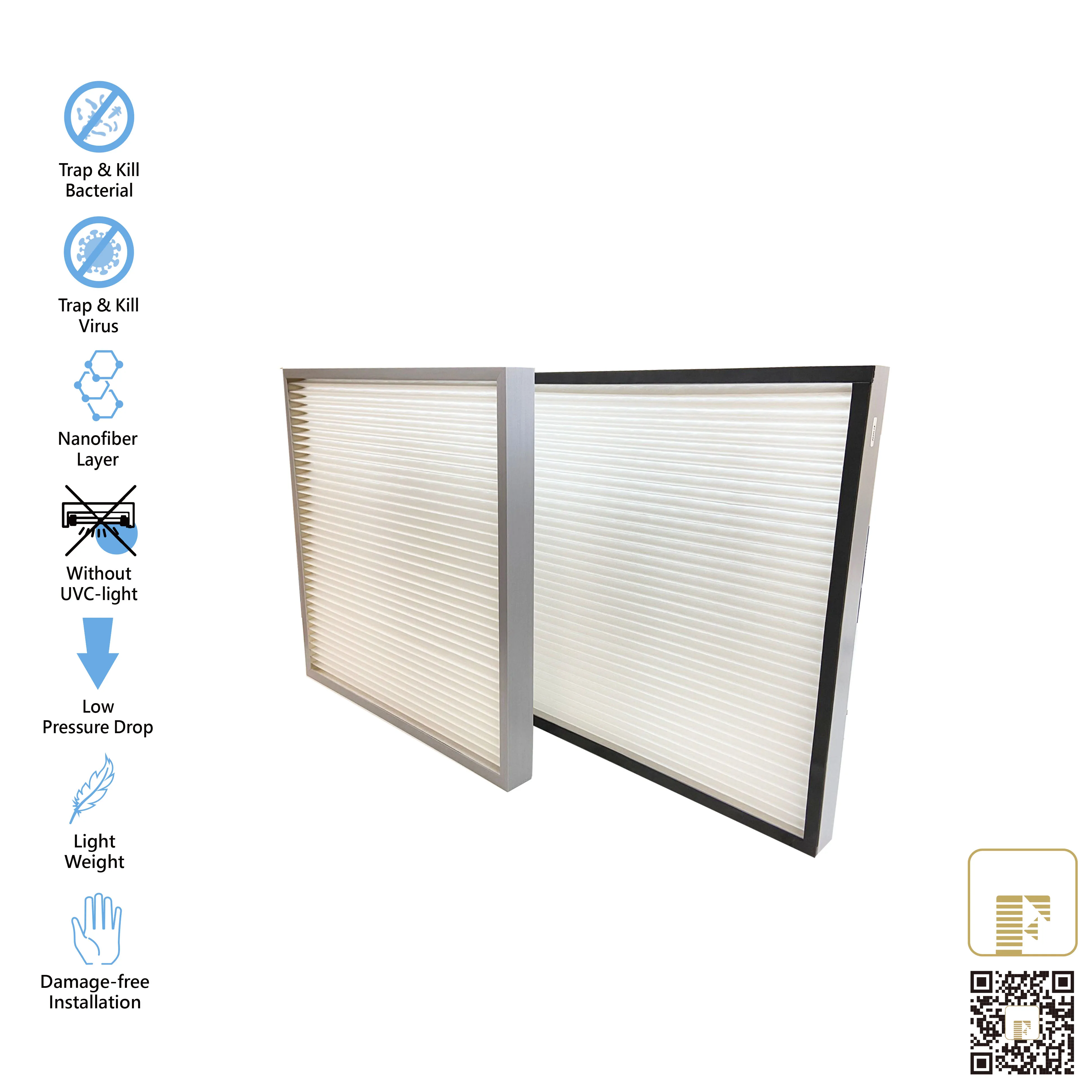 Environmentally MultiHR 595x595x50 mm Multifunctional Nanofibers HVAC filter