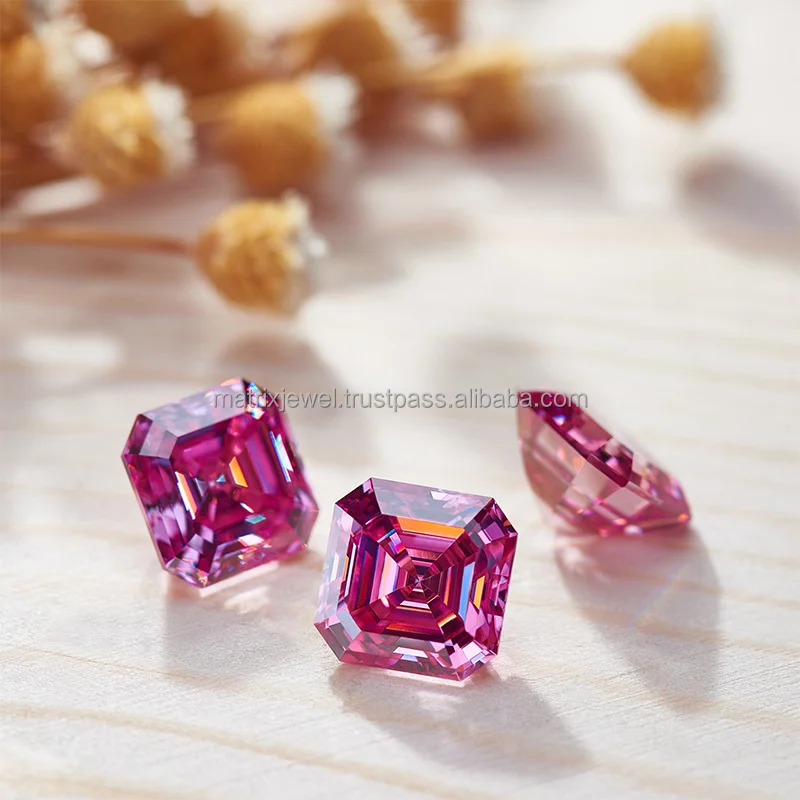 Fancy Vivid Asscher Cut Pink Diamond 1.08ct Vs1 VV1 Asscher Cut GIA Certified Lab Grown Diamond For Jewelry loose diamond cvd