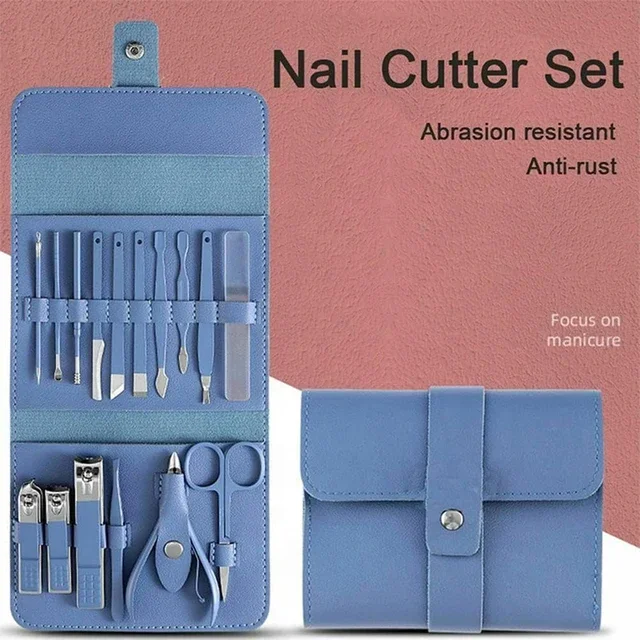 16 in 1 PU Color Manicure Set Professional Nail Clippers Manicure Set Pedicure Kit Nail Clipper Women Men Travel Nail Tool Kit