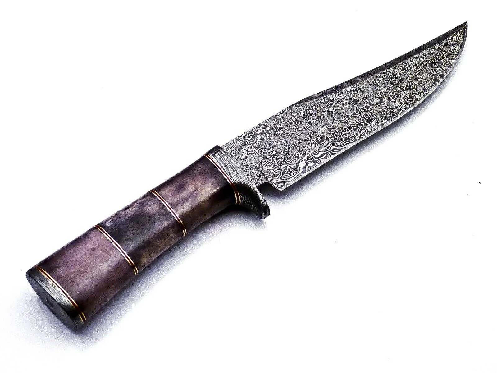 Handmade Damascus Steel Bowie Knife with Custom Hammer Forged Blade Fixed Multi-Use Knife with Bone Handle Hunting OEM Support