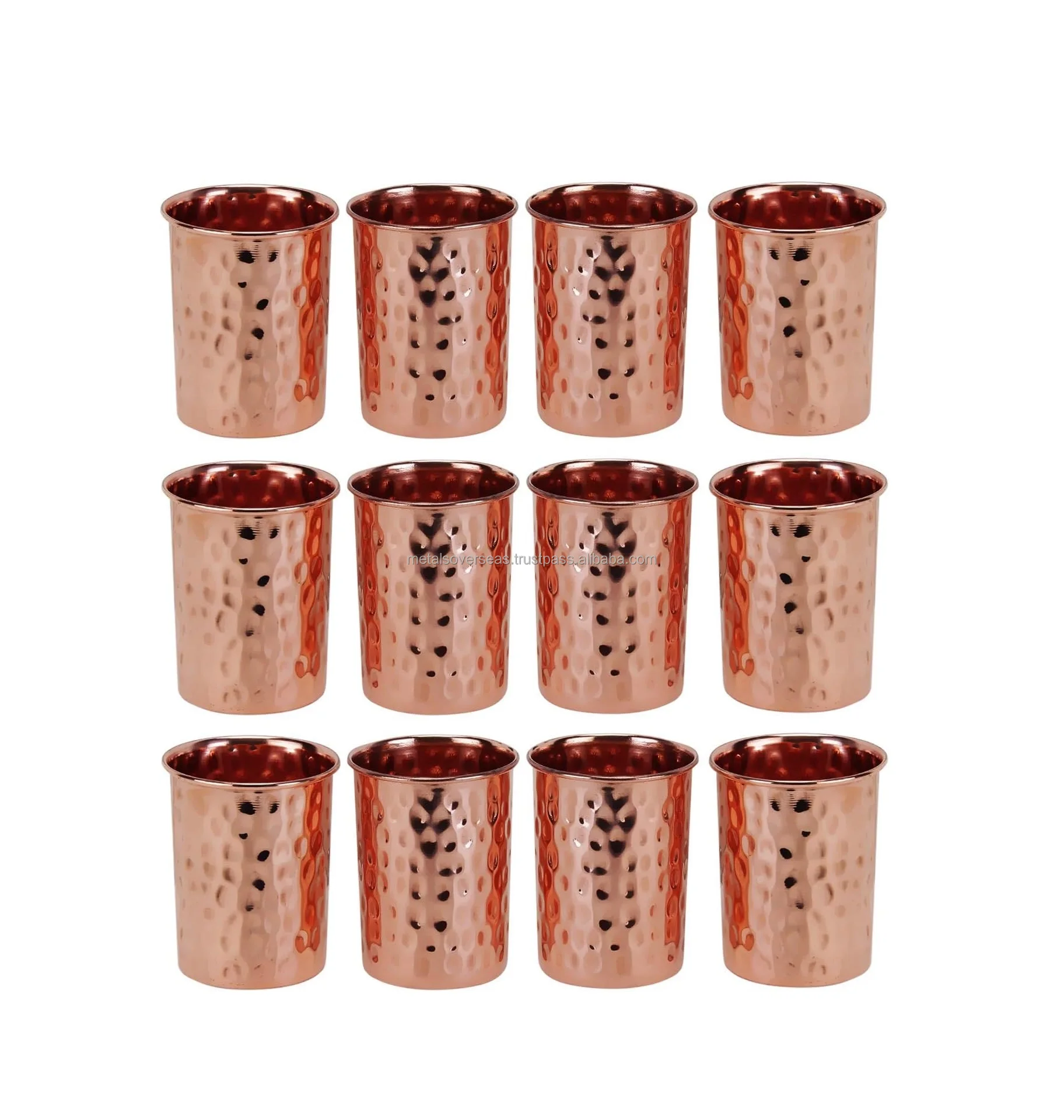 Customizable Pure Copper Hammered Moscow Mule Tumbler American-Style Glass Mugs with Handgrip Glossy Surface for Gift