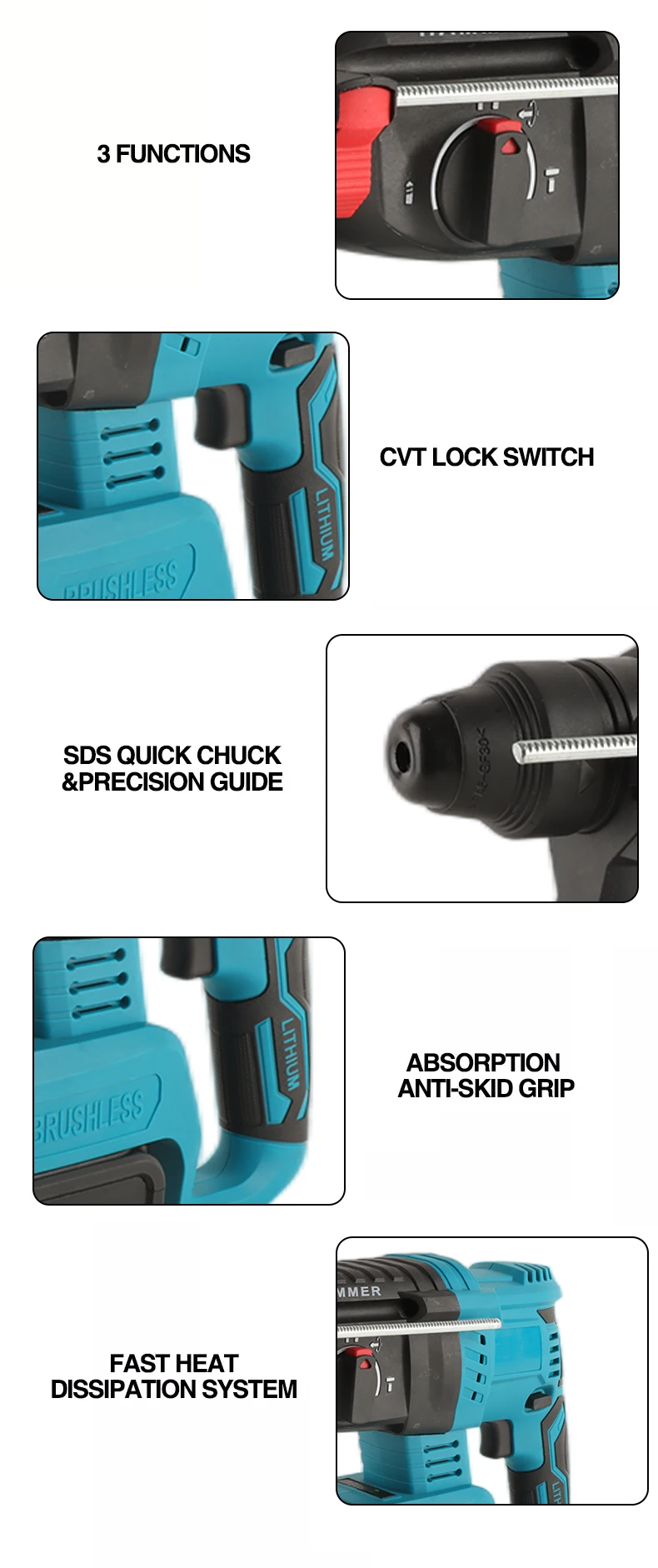 Jinghongfei small electric vibro vibratory nail impact  hammer mill drill machine suit electric pick hammer