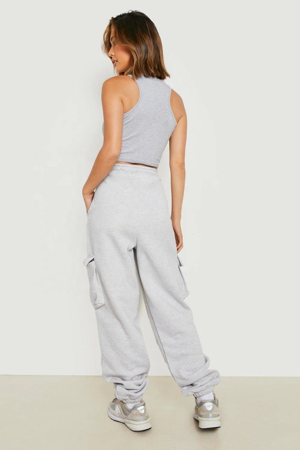 Plus Waffle Cargo Pocket Cargo Jogger lady plain color summer joggers women spring terry cotton pants casual women joggers