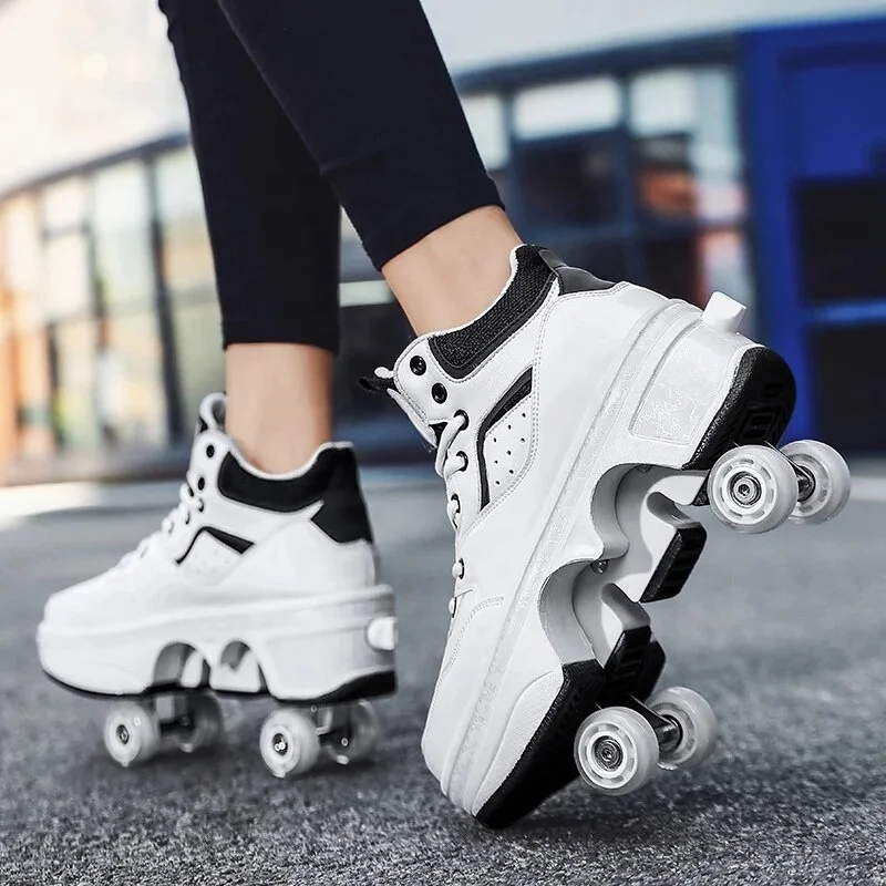 Deformation Parkour Four Wheels Rounds Of Running Casual Sneakers Unisex  Roller Shoes Skating Shoes wholesale