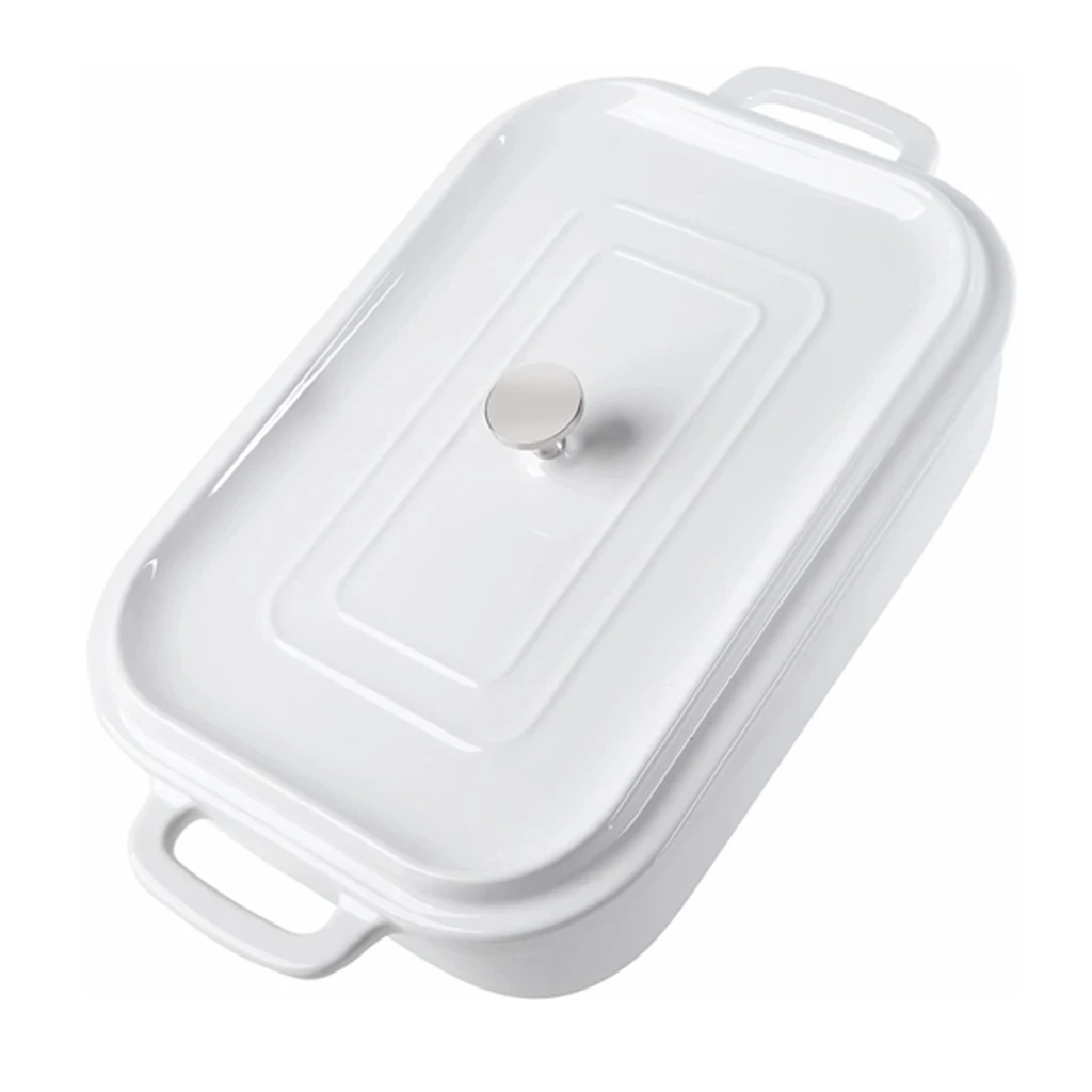 Оптовая продажа неприлипающий кухонный сервировочная печь глубокая Керамическая форма для выпечки формы с крышкой