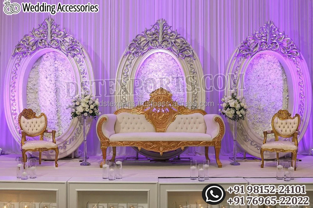 Grand Wedding Venue Mandap Backdrop Frame Big Fat Indian Wedding Backdrop Panels Gold Medallions for Wedding Mandap Decoration