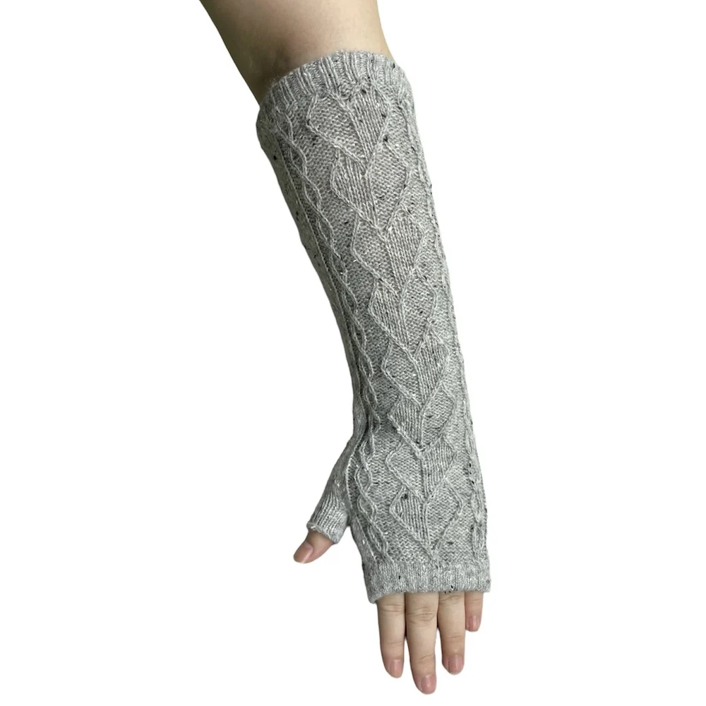Wool blend yarn knitted elbow long gloves